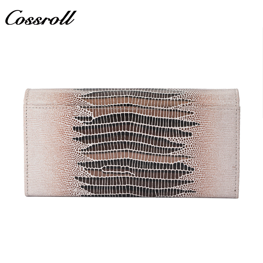 Women's long wallet, large capacity, fashionable crocodile-embossed leather, multi-card slot design