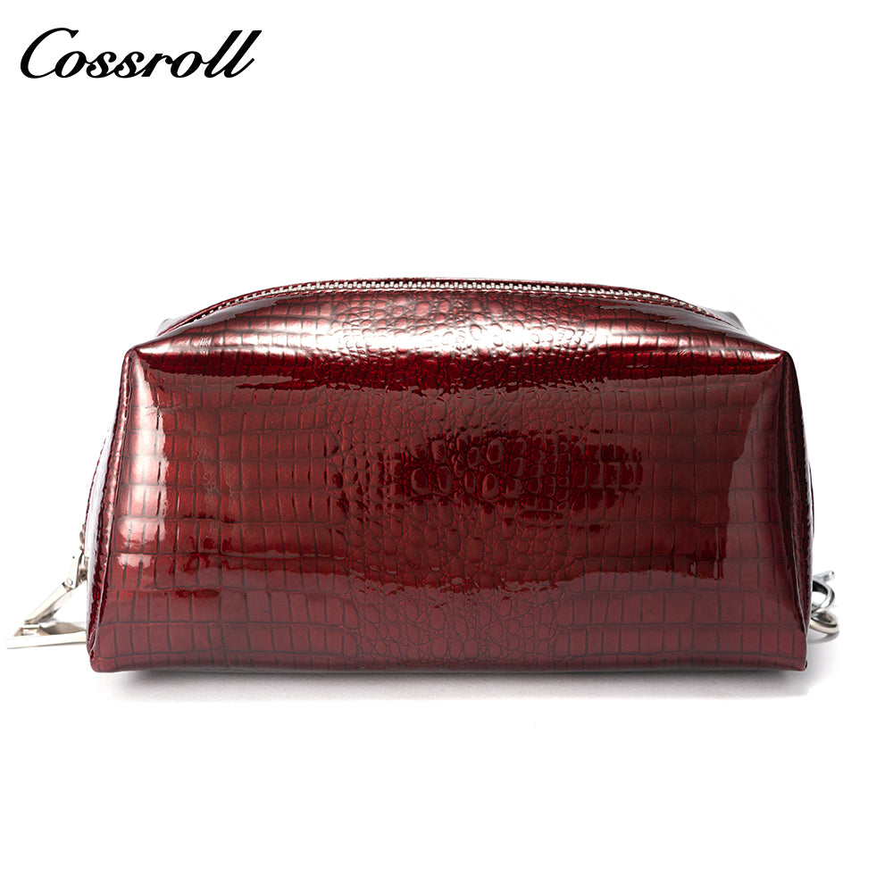 Customizable Crocodile patent leather clutch bag Large capacity leather women's purse with wrist strap cowhide phone bag