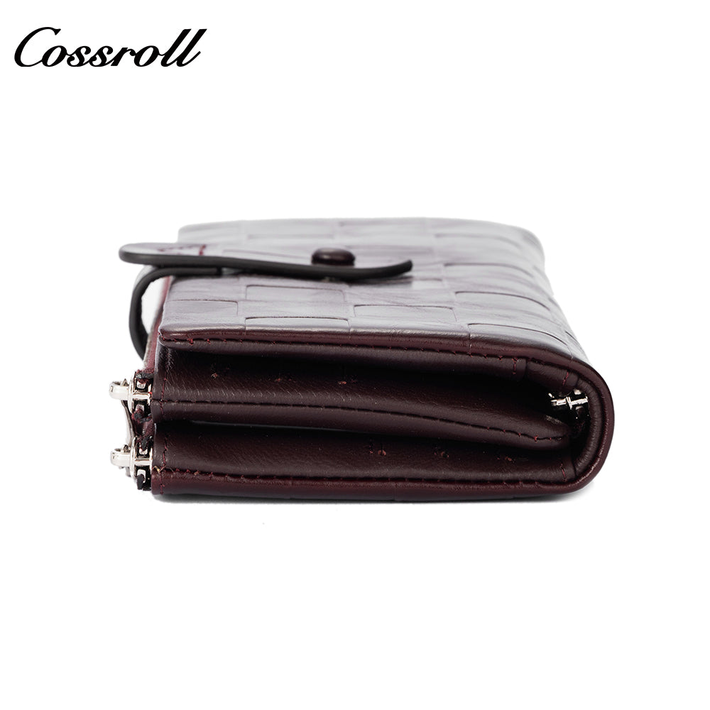 Genuine leather women's wallet with clasp, large-capacity long card holder, European and American fashion clutch