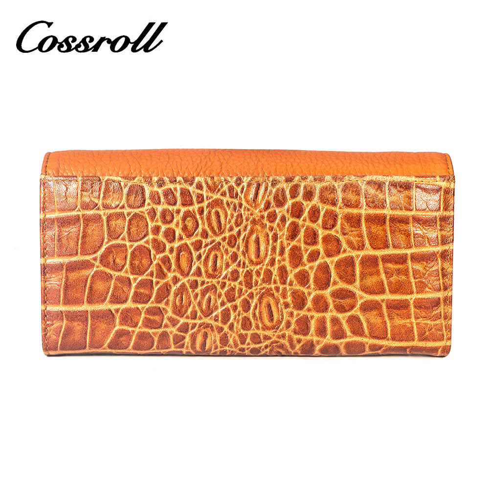 2023 New Materials orange leather wallet wristlet women's With Good Goods