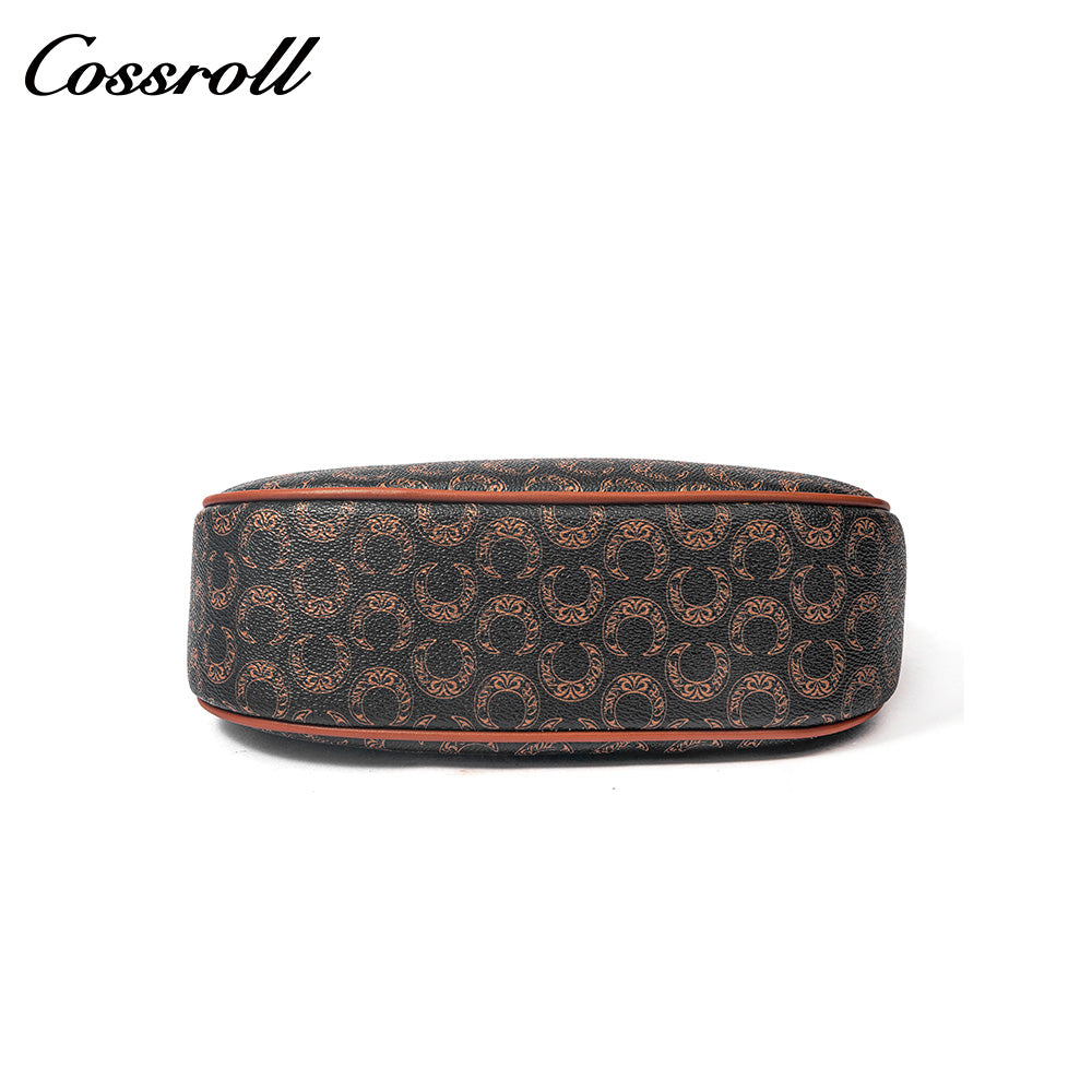 Vintage Monogram Underarm Bag for Women, C Pattern Print, Adjustable Strap, Shoulder & Crossbody Bag, Versatile Daily Commute Purse