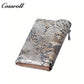 Genuine Leather Women's Luxury Wallet, Snake Pattern, Multiple Card Slots, Zipper Coin Purse