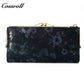 Factory custom 2023 fashion vintage pattern purse women's long and short leather purse holding large capacity wallet