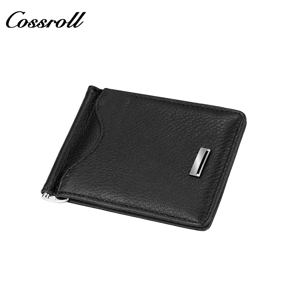 Customised Plain Layer Cowhide Men's Wallet Genuine Leather Money Clip Multifunctional