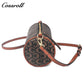 Women Vintage C Monogram Cylinder Bag, Genuine Leather Dual-use Shoulder & Crossbody Barrel Purse