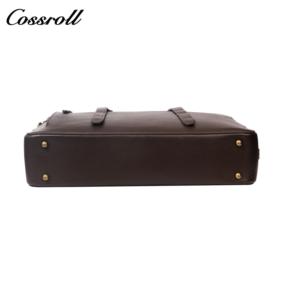 Men's Genuine Leather Business Briefcase, Pebbled Cowhide Large Capacity Handheld Laptop Bag, Shoulder Bag for Office, Business Trip & Daily Commute