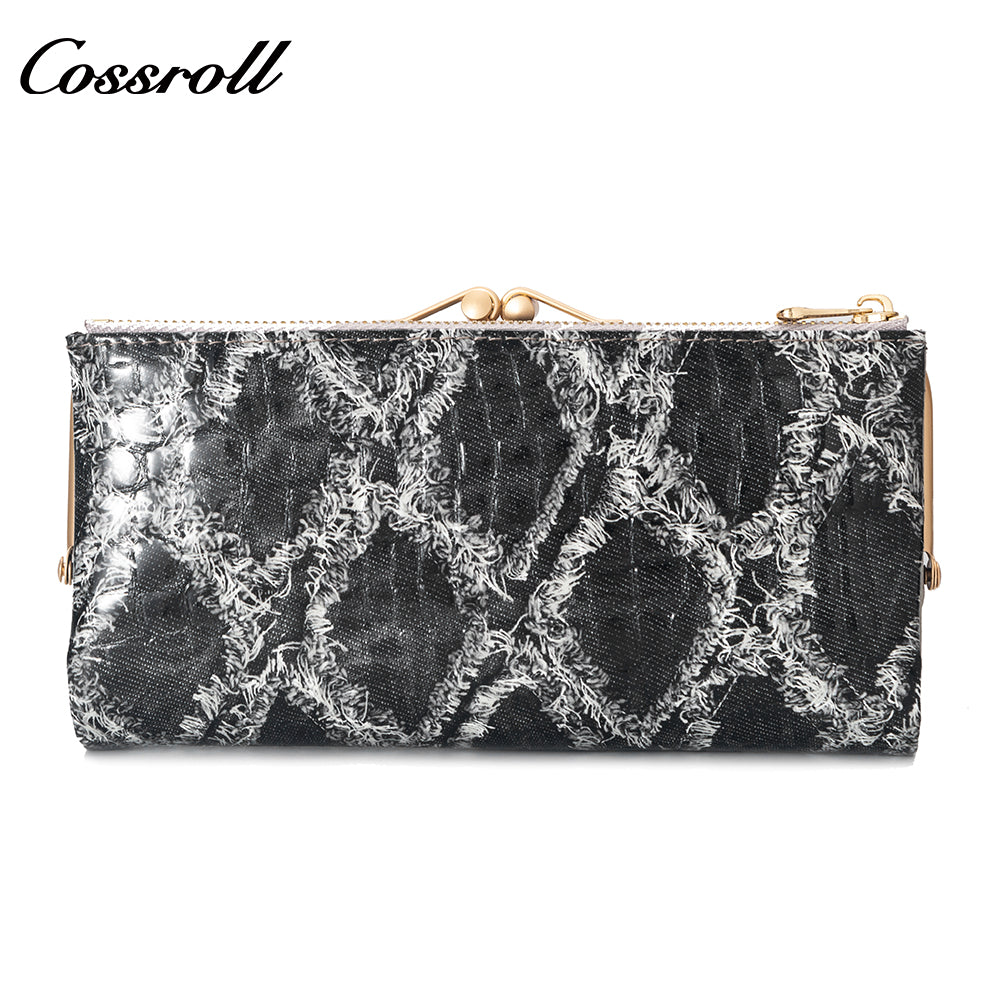 2024 Foreign trade leather ladies vintage purse leather printed alligator pattern all multi-functional manufacturers direct wholesale