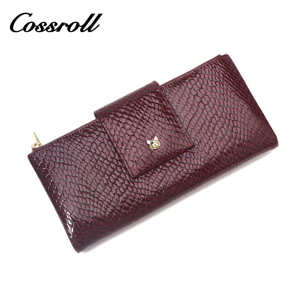 New Product Ideas wine red women's leather zip wallet With Favorable Discount