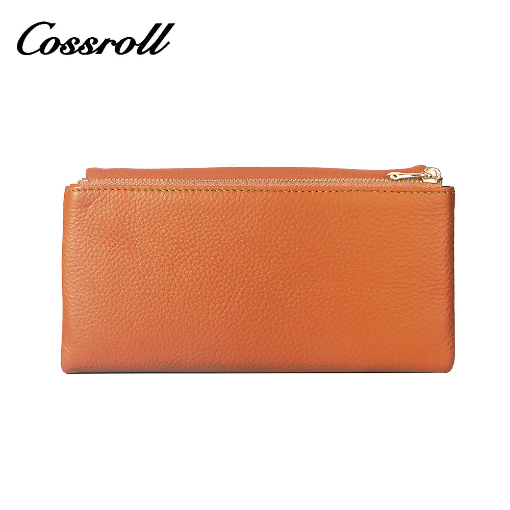 Cheap Wholesale orange yellow nice leather wallets for women With High Quality Custom