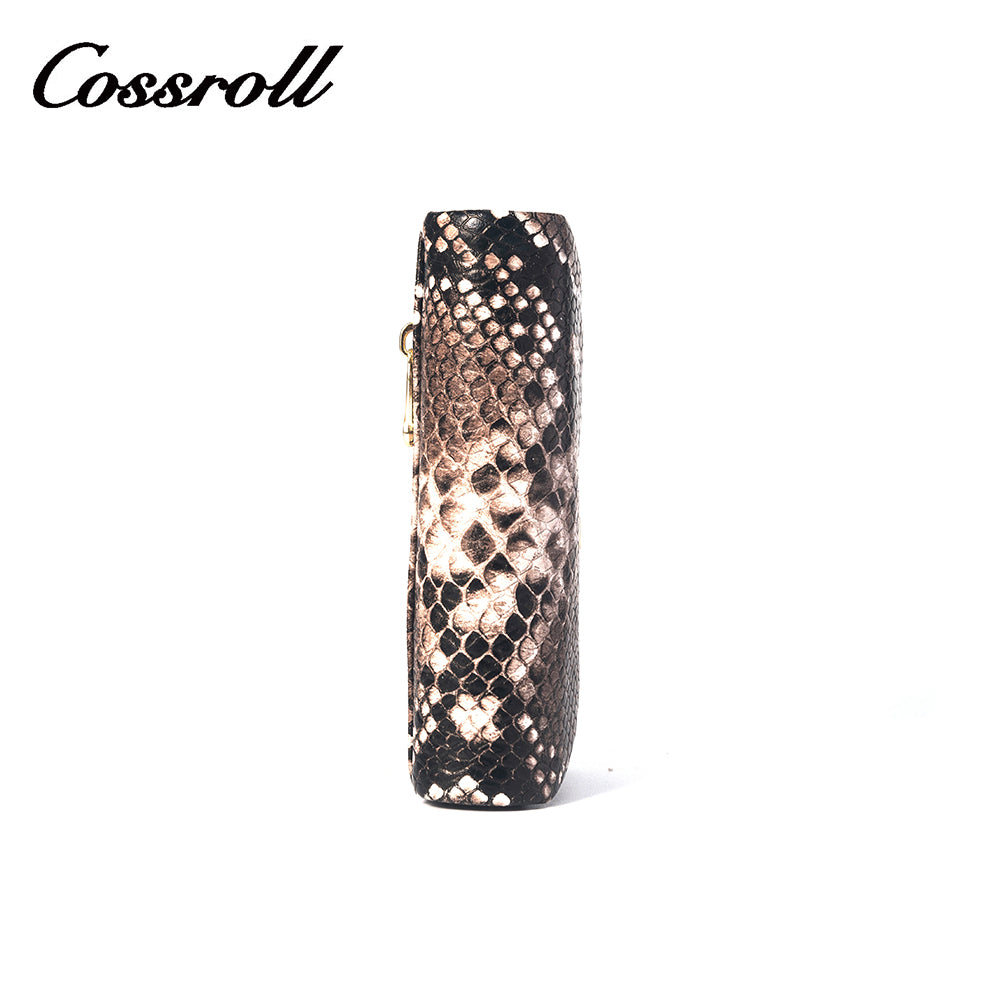 Short snakeskin print women's leather wallet