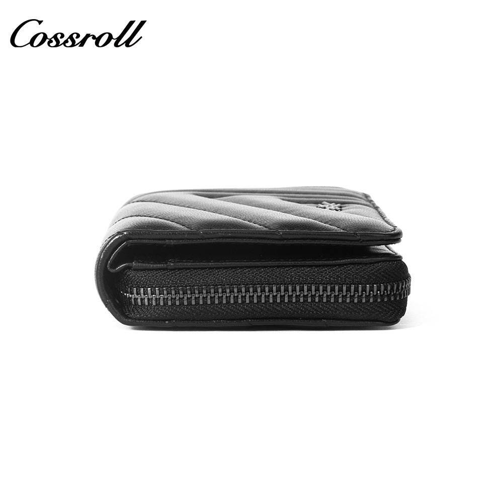 Women's Genuine Leather Short Zip Wallet, Multi Card Slots Multi-Functional Coin Purse & ID Card Holder