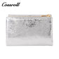 Crackle cowhide niche design retro multi-function card bag leather simple small silver bag