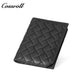 Diamond Quilted Genuine Leather Bifold Short Card Wallet, Multi-Slot Card Holder with Passport Pocket, Minimalist Bifold Purse for Daily Commute