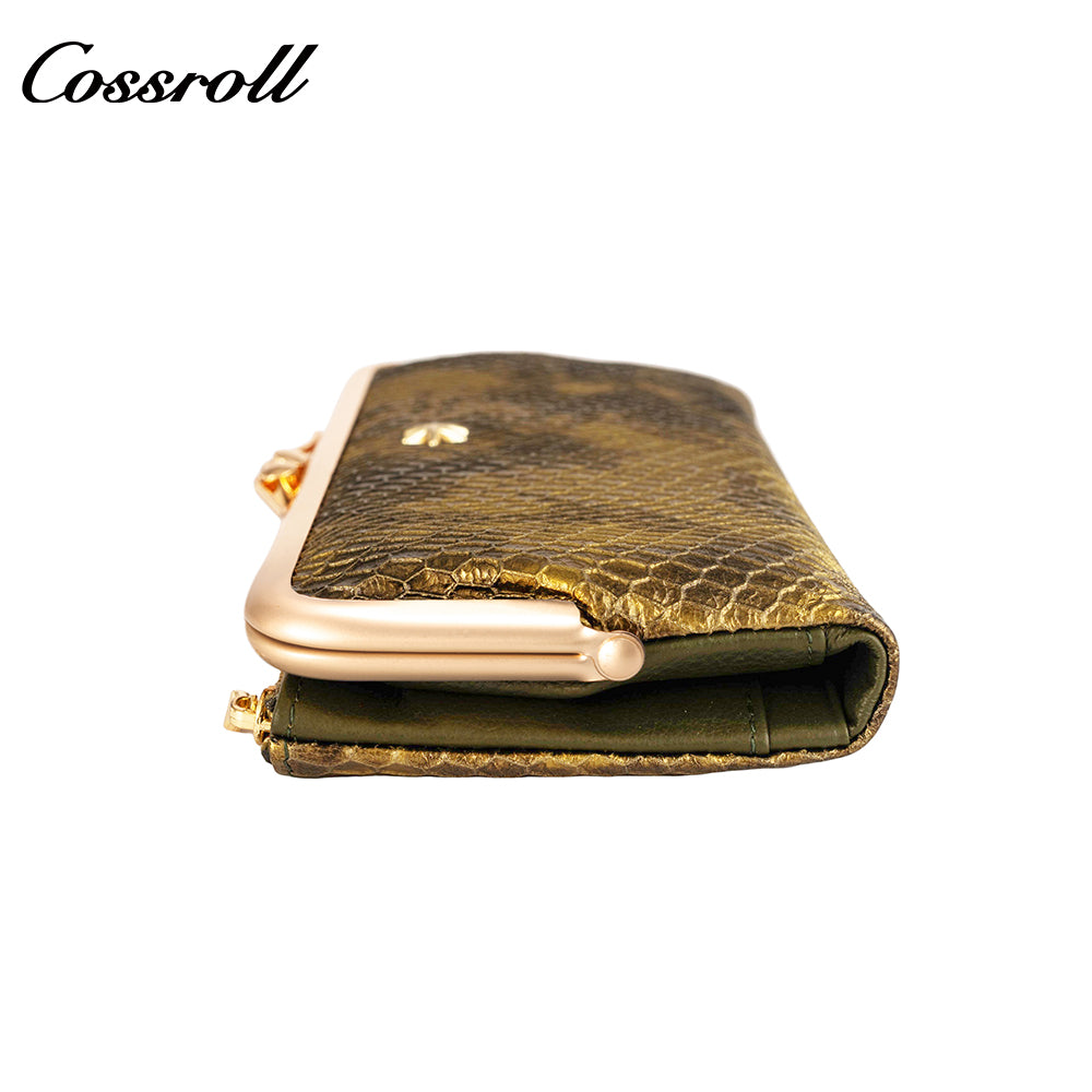 2024 new long serpentine leather wallet multi-function folding wallet card bag women