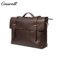 Men's Cowhide Leather Messenger Briefcase, Flap Laptop Handbag, Large Capacity Genuine Leather Shoulder & Crossbody Bag for Business & Daily Commute