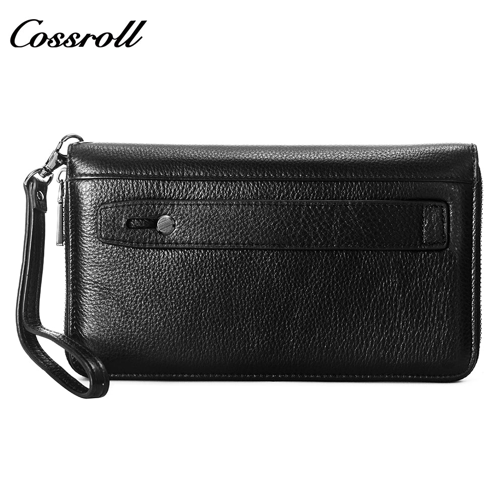 2024 New Genuine Leather Men's Wallet Long Zipper Large Capacity Clutch Cowhide Clutch Bag Wallet Best Selling