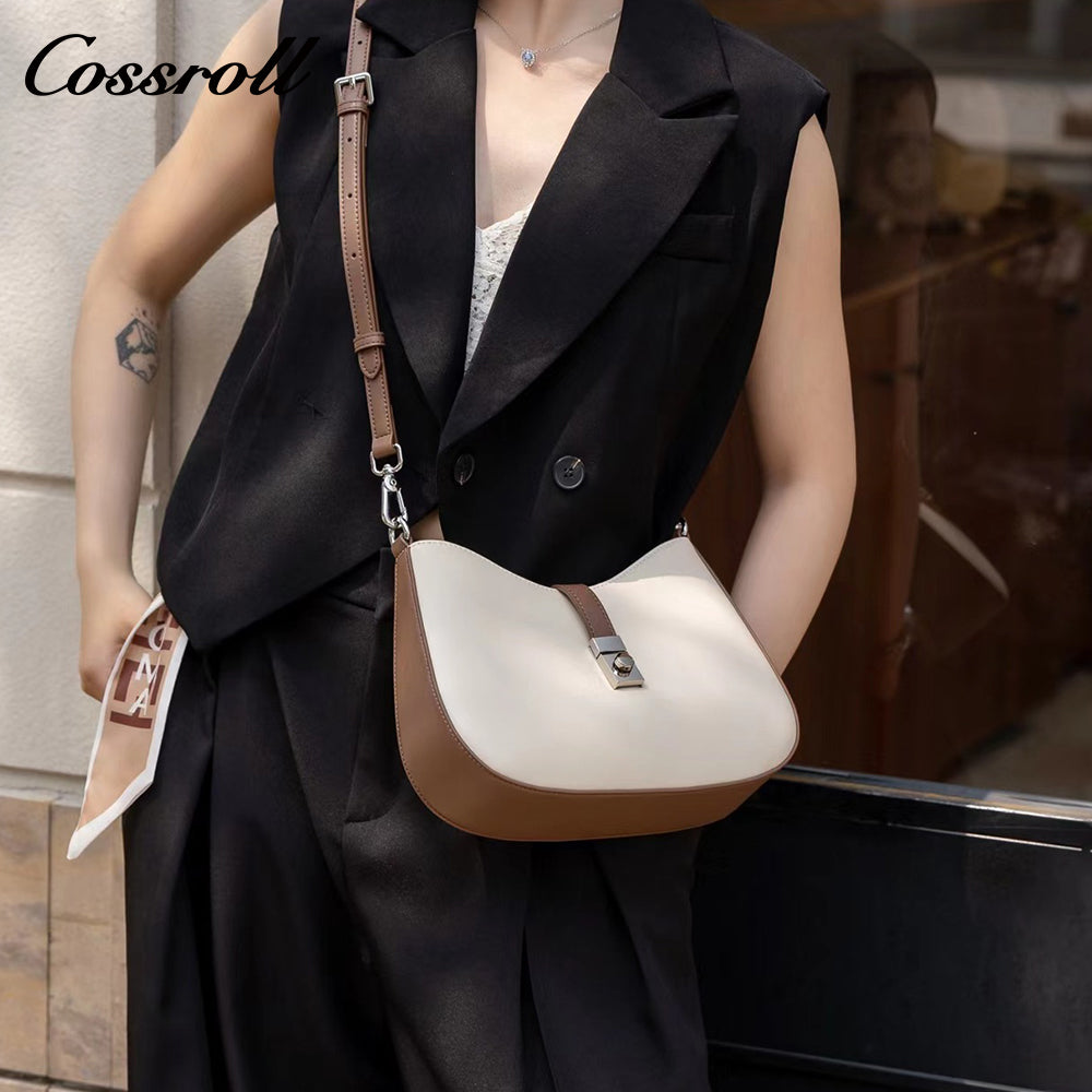 Crossbody Fashion Vegetable Tanned Leather Women's Bag Premium Feeling Hundred Underarm Bag