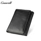 Genuine Leather Wallet Men's Head Layer Cowhide Black Trifold Wallet with Coin Position