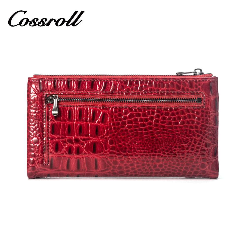 Snake Printed Long Zip Women's Genuine Leather Wallet