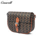 Vintage C Monogram Saddle Bag for Women, Contrast Brown Leather Buckle Flap Crossbody Shoulder Purse