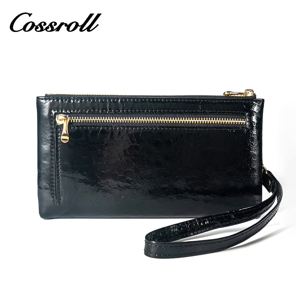 Wholesale New Design black leather zip wallet for women With Name Brand Wholesale