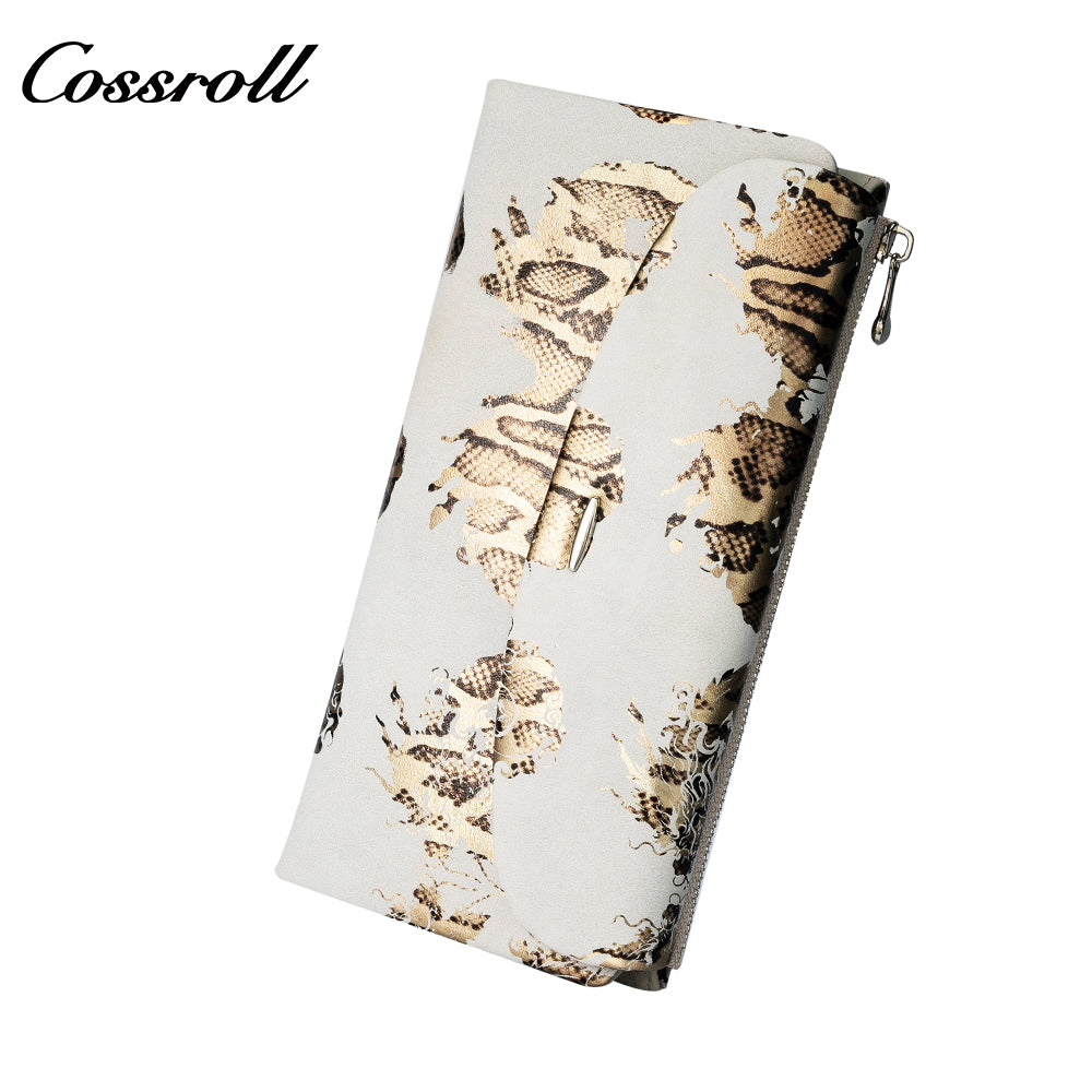 Leather women's purse Multi-functional pattern fashion short long cowhide wallet multi-card holding bag factory custom