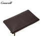 Vintage Genuine Leather Double Zipper Clutch Bag, Large Capacity Long Pouch for Coins & Documents