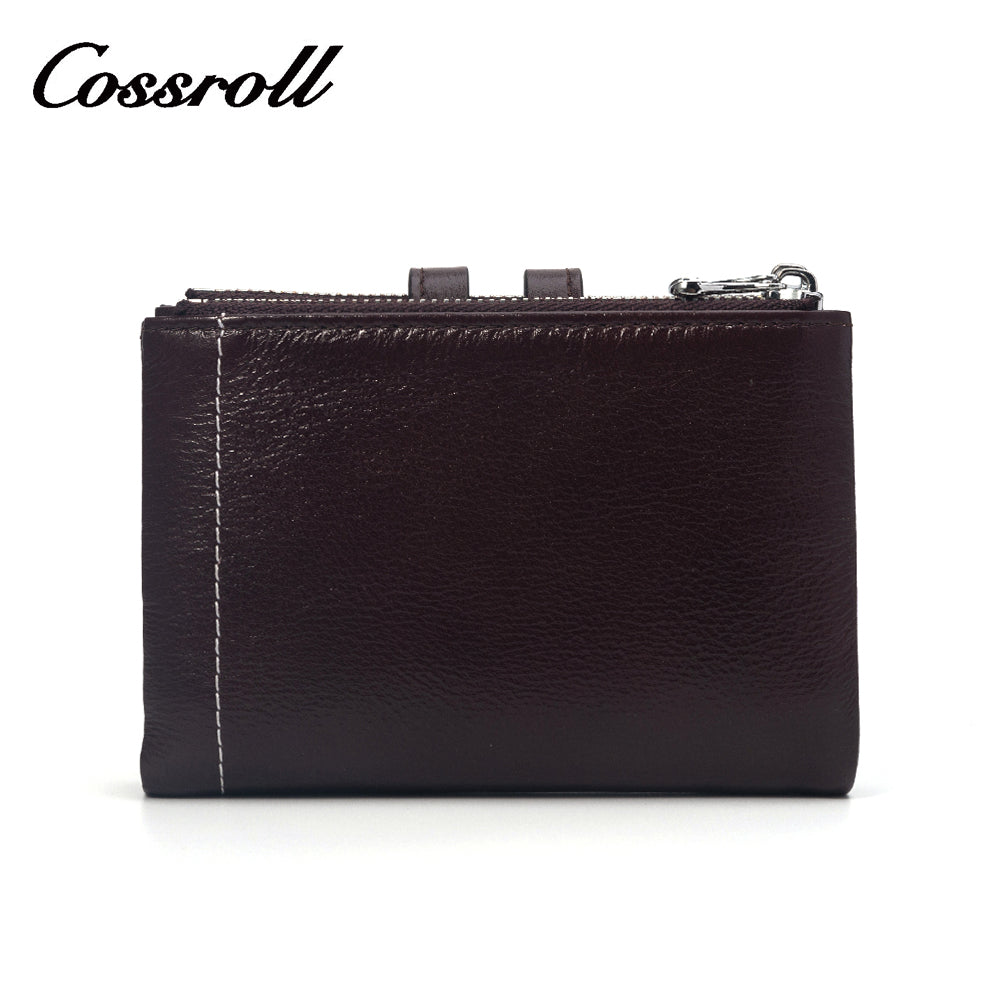 Black short zipped leather wallet