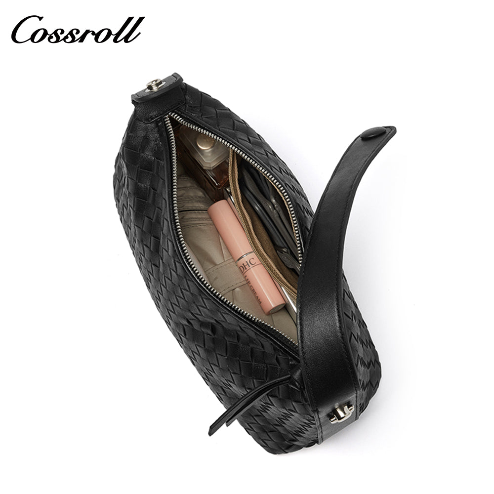 2024 new niche fashion diamond check hand carrying dumpling bag single shoulder crossbody bag leather women bag sheep Woven leather bag