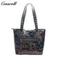 Vintage Embossed Leather Tote Shoulder Bag