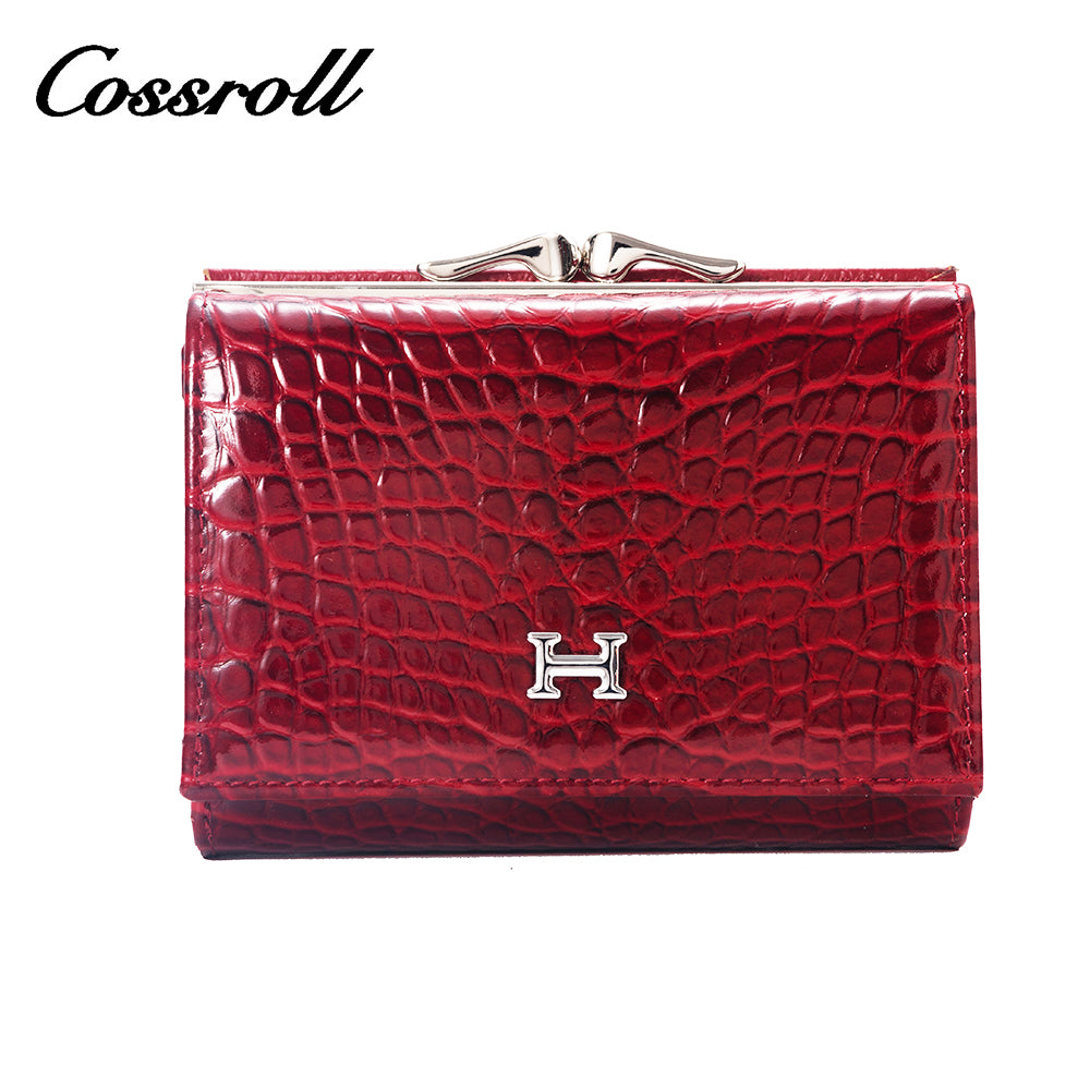 Wholesale Direct Sales red women's small leather bifold wallet With new materials