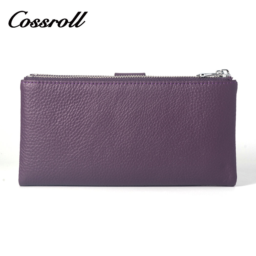 Purple lychee print leather wallet