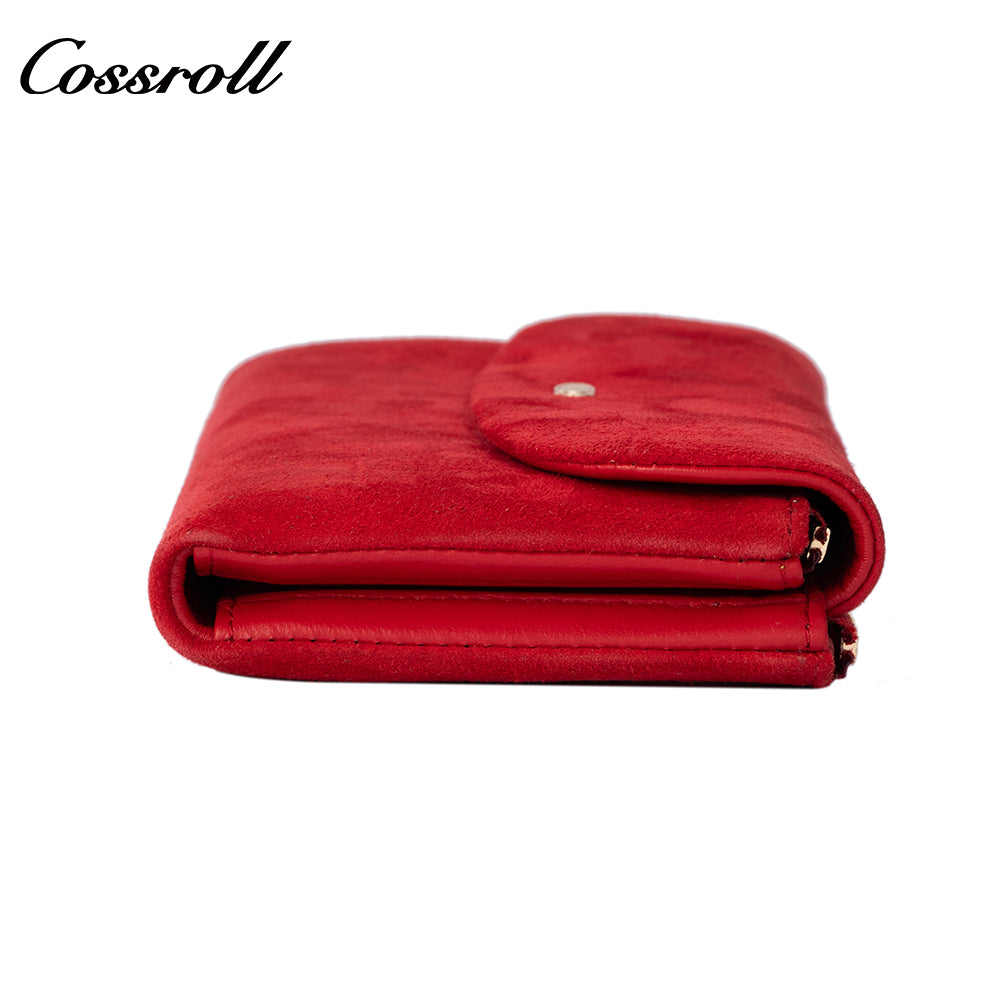 Matte Suede Magnetic Snap Long Women's Wallet with Multiple Card Slots Clutch