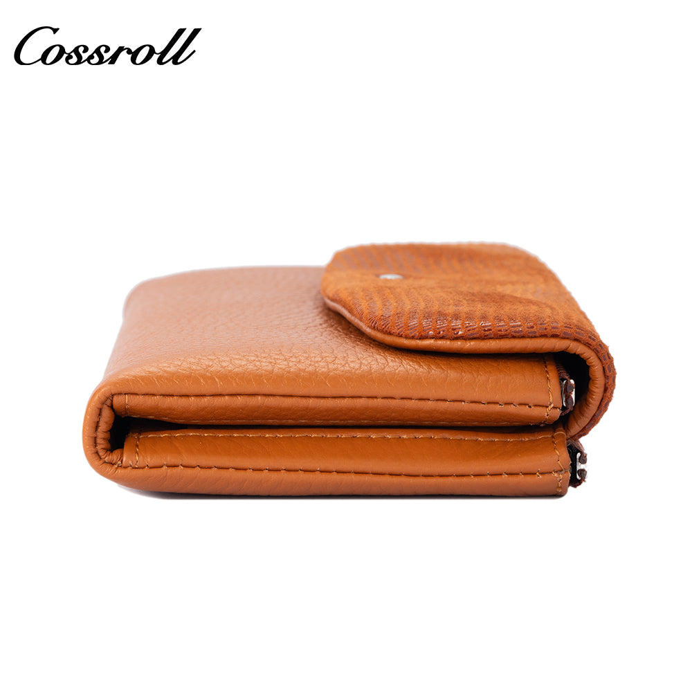 Women's Genuine Leather Coin Purse, Two-Tone Splice, Long, Large Capacity, Multi-Functional Card Holder