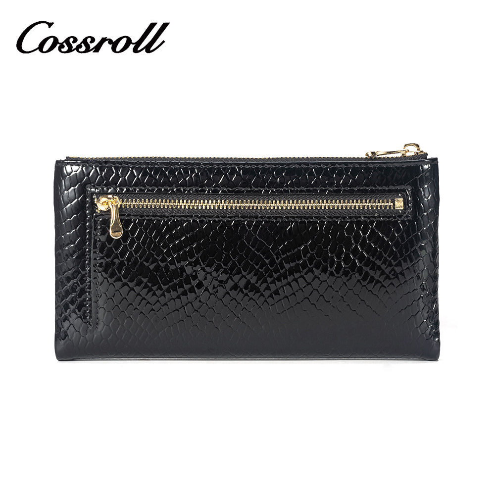 Snake Print Black Women's Genuine Leather Wallet