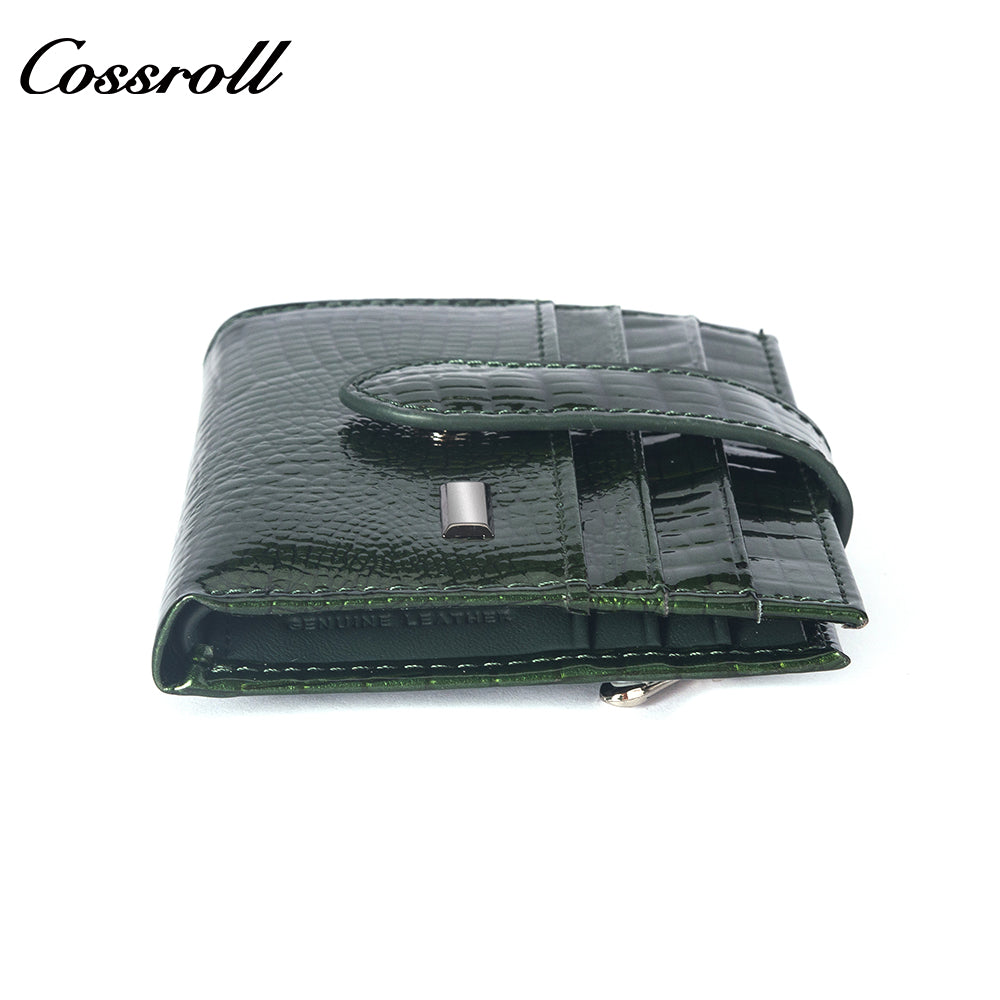 China Professional Customized luxury leather designer Multi-card package crocodile texture patent leather