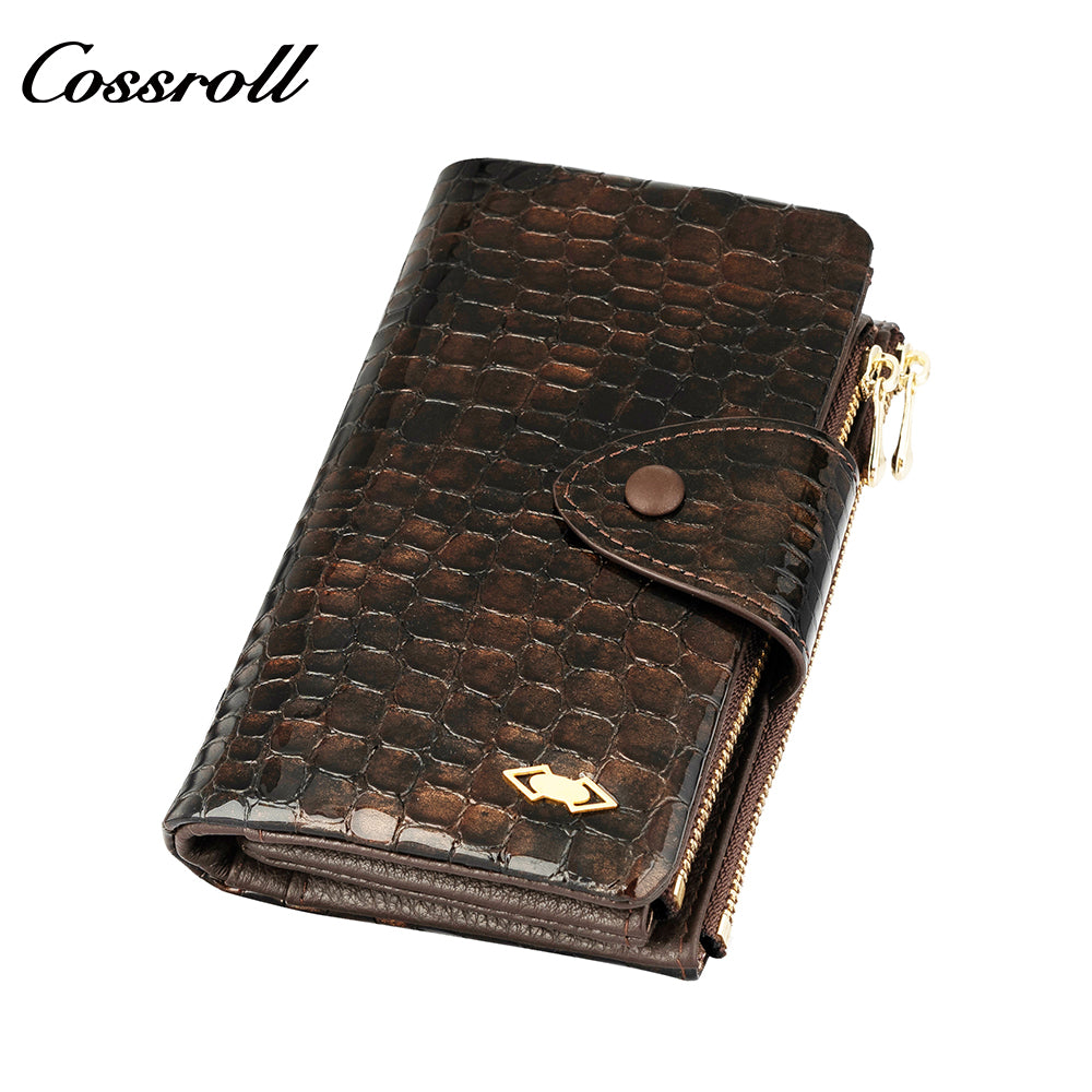 Best Selling Quality ladies dollar bill wallet crocodile texture Genuine Leather