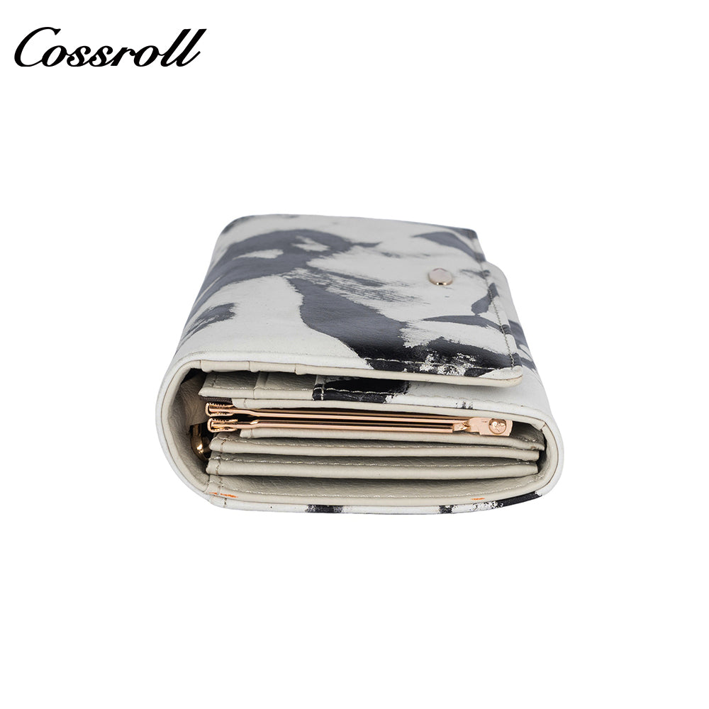 Factory custom cross-border 2024 new leather purse women's long cowhide women's  multi-layer multi-card