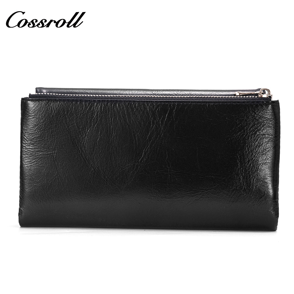 Wholesale Low Moq small genuine leather wallet women ladi oil wax leather