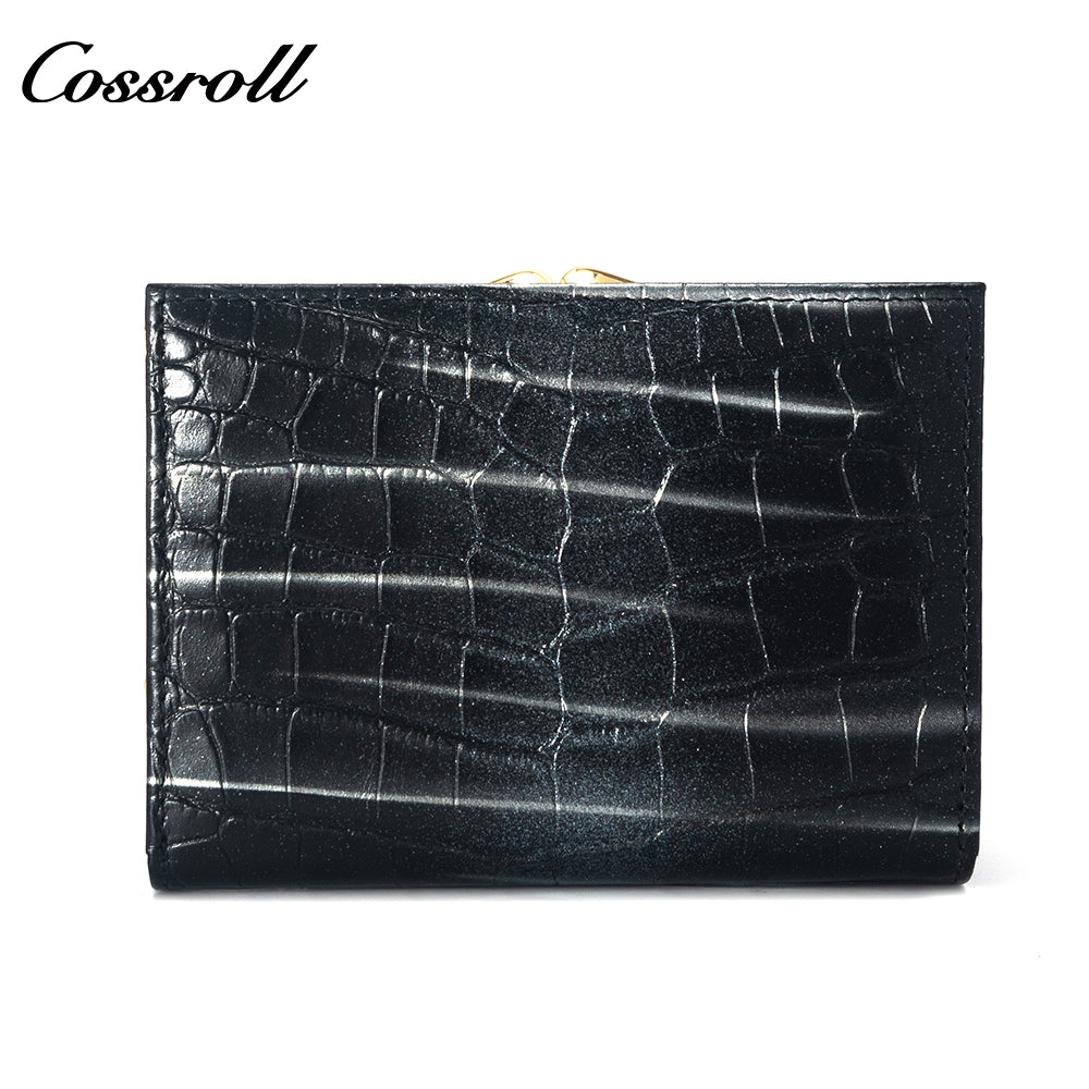 Customized Manufacturer  leather luxury  women small wallet crocodile texture Genuine Leather