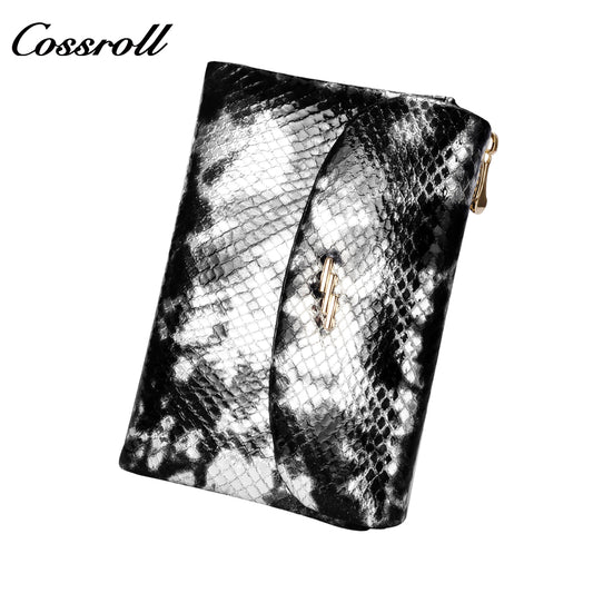 Manufacturers custom foreign trade new wallet female leather short snake wallet cowhide high-end wallet card bag certificate bag