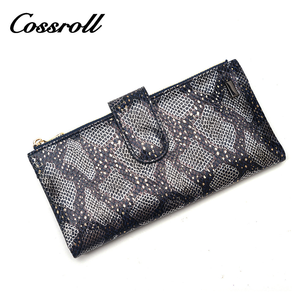 High Quality dark blue extra large women's leather wallets With High Material