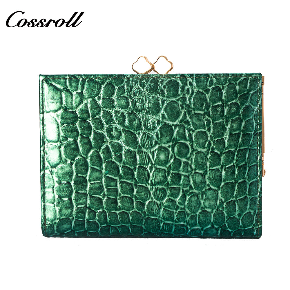 2023 New Design leather fasion slim wallet custom logo   crocodile texture Genuine Leather