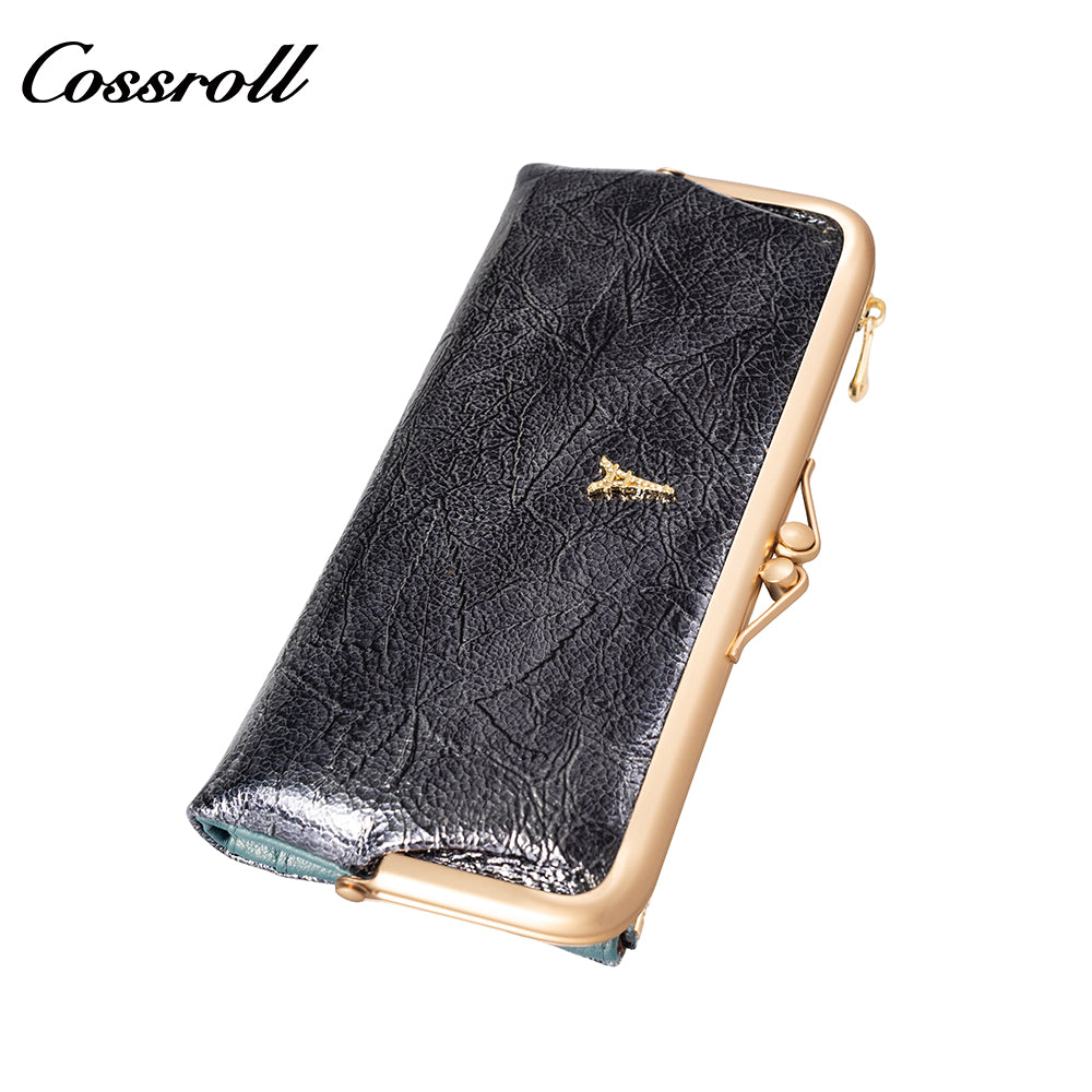 Retro multi-function folding clip long coin wallet 2024 new portable all-in-one multi-card women's mobile phone bag