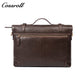 Men's Cowhide Leather Messenger Briefcase, Flap Laptop Handbag, Large Capacity Genuine Leather Shoulder & Crossbody Bag for Business & Daily Commute