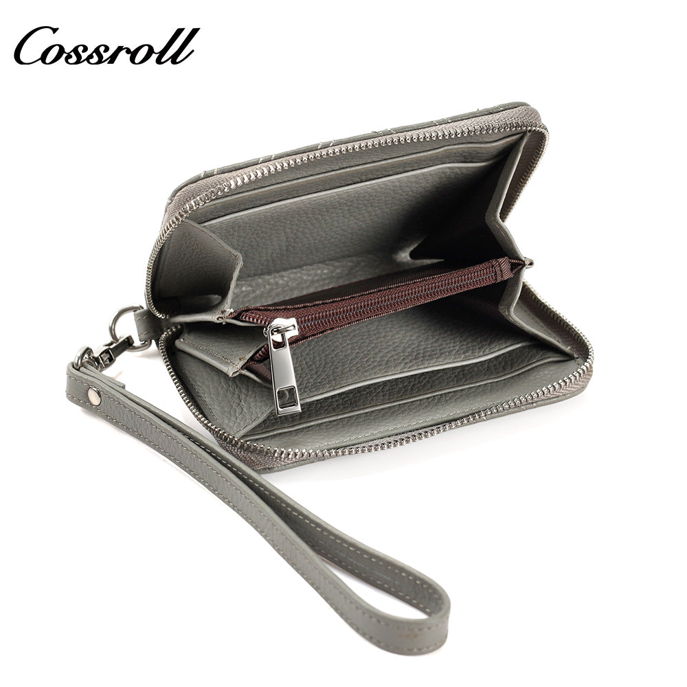 Chevron Quilted Genuine Leather Wristlet, Women's Litchi Grain Cowhide Coin Card Purse, Mini Zipper Hand Pouch