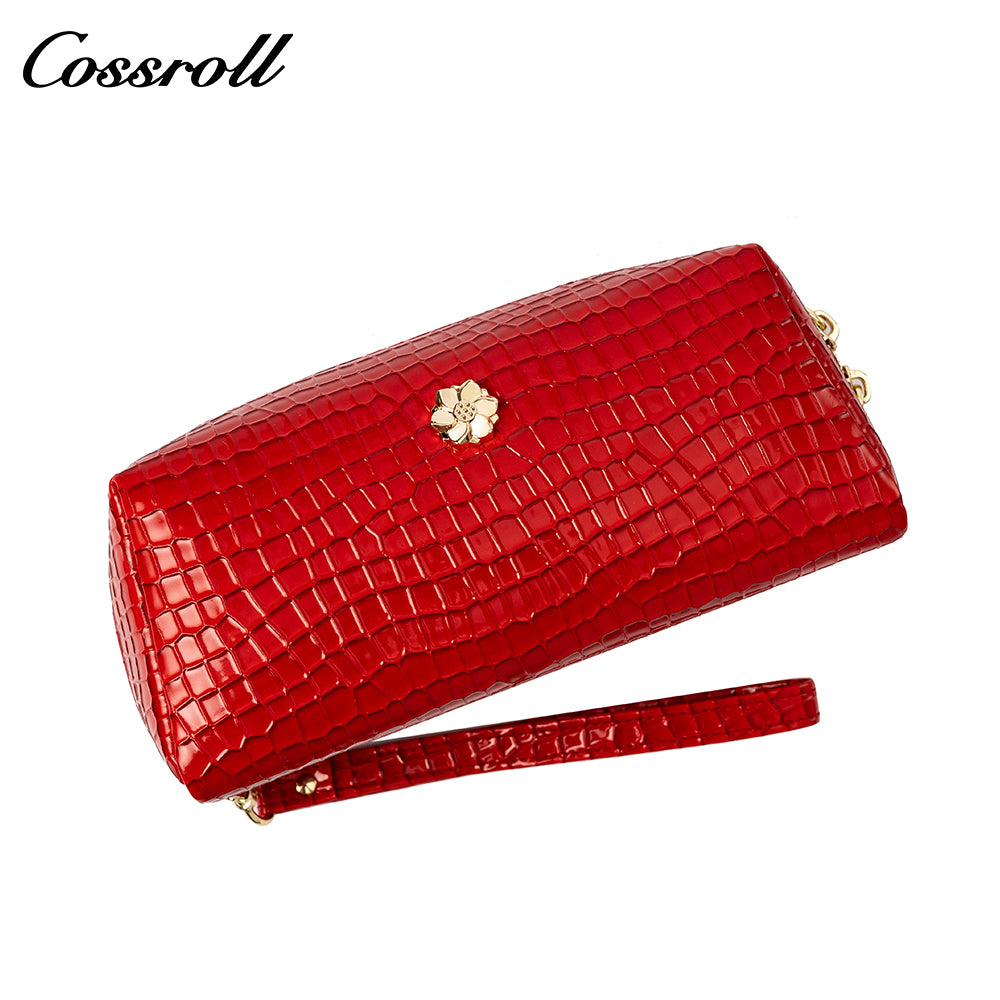 New leather wallet short first layer cowhide women's advanced sense purse small purse embossed stone pattern for women