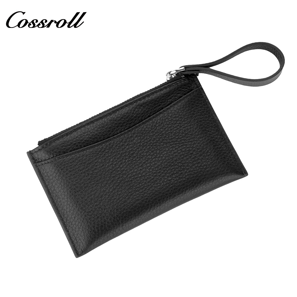 Women's zippered long wallet, large capacity clutch, leather urban simple wallet