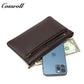 Vintage Genuine Leather Double Zipper Clutch Bag, Large Capacity Long Pouch for Coins & Documents