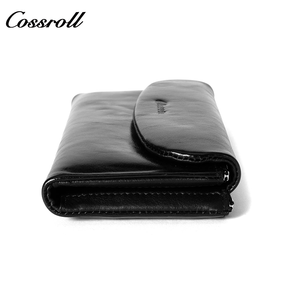 Popular Decorative genuine leather purse handmade long wallets oil wax leather ladies handmade Elegant